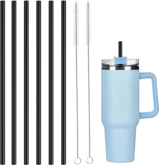 Replacement Silicone Straws for 40 oz Stanley Adventure Travel Tumbler, Reusable Straws for Stanley Cup, Pack of 6 with 2 Brush
