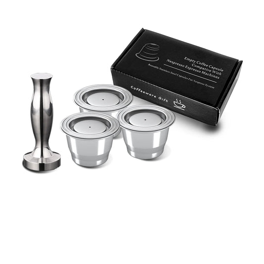 Stainless Steel Nespresso Refillable Coffee Capsule Coffee Tamper Reusable Coffee Pod Coffeeware Accessories For Barista